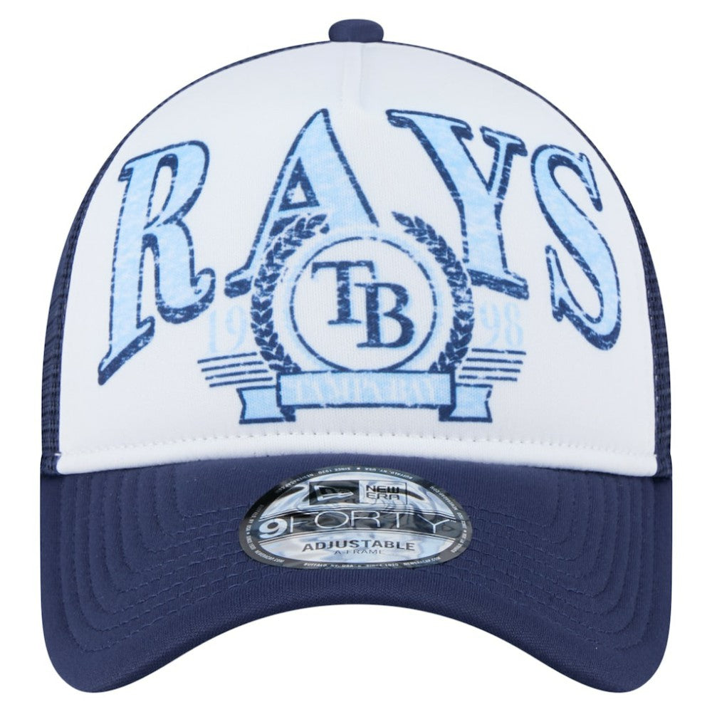 MLB Tampa Bay Rays New Era Distressed 9FORTY A-Frame Adjustable Trucker Hat
