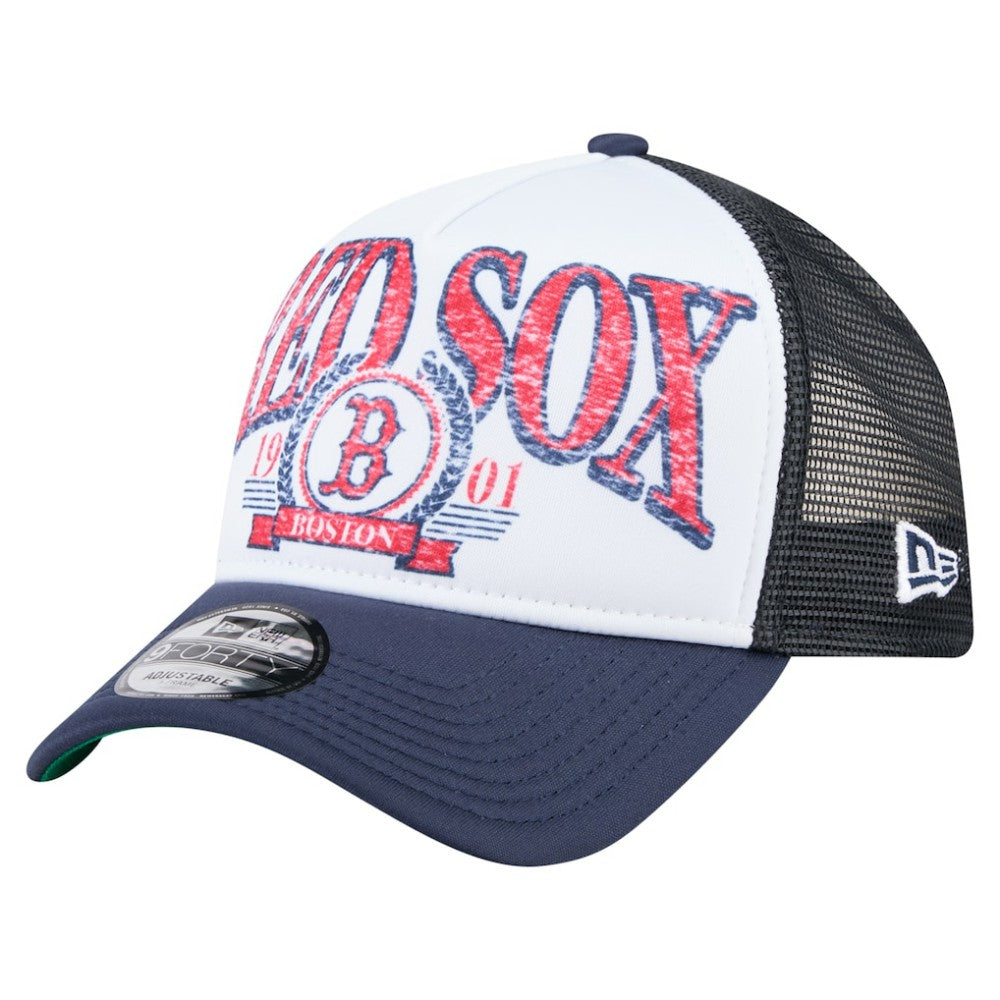MLB Boston Red Sox New Era Distressed 9FORTY A-Frame Adjustable Trucker Hat