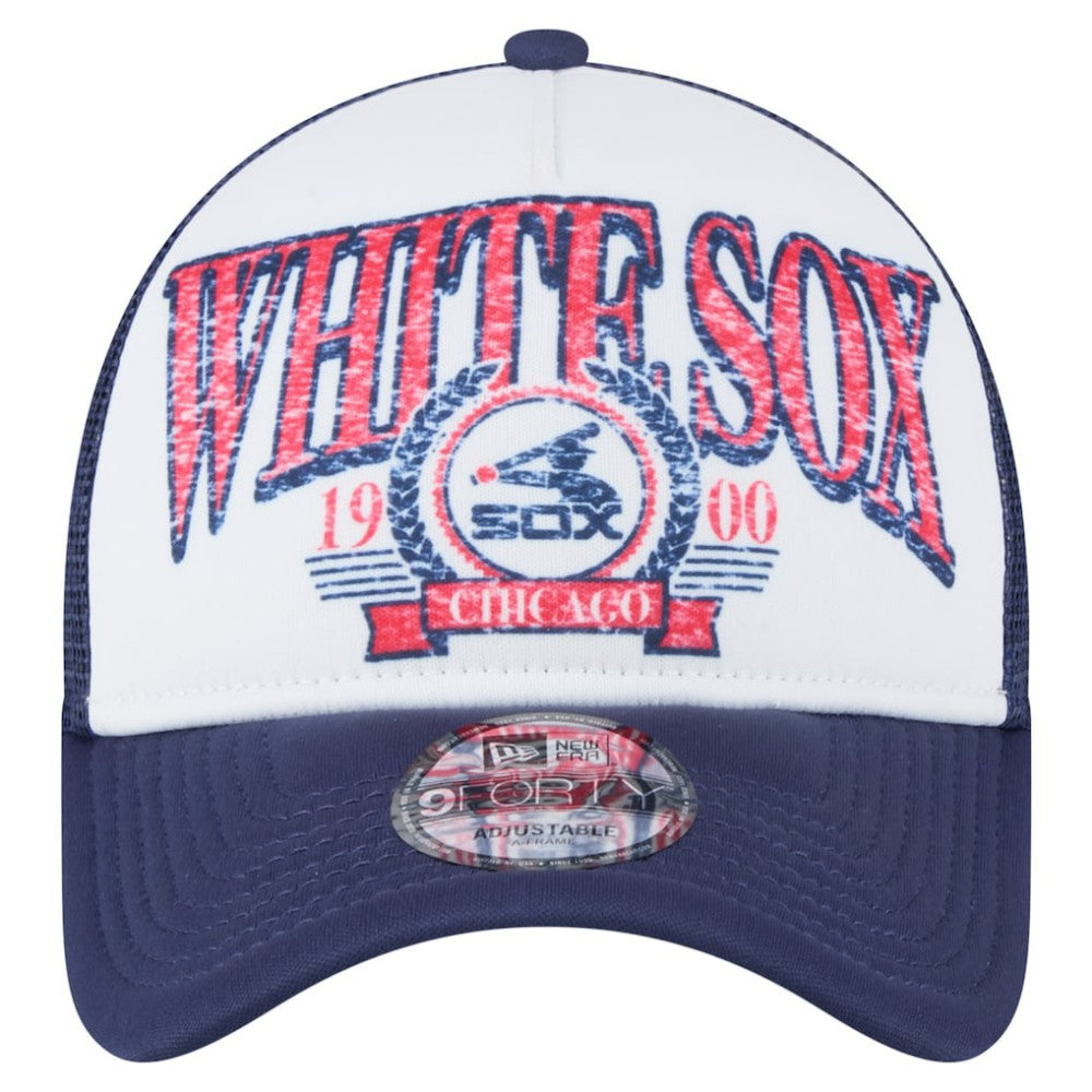 MLB Chicago White Sox New Era Distressed 9FORTY A-Frame Adjustable Trucker Hat