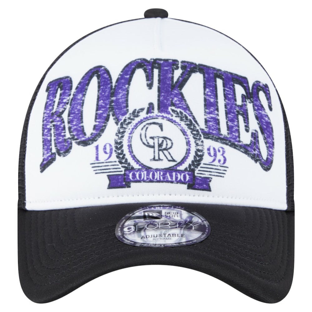 MLB Colorado Rockies New Era Distressed 9FORTY A-Frame Adjustable Trucker Hat