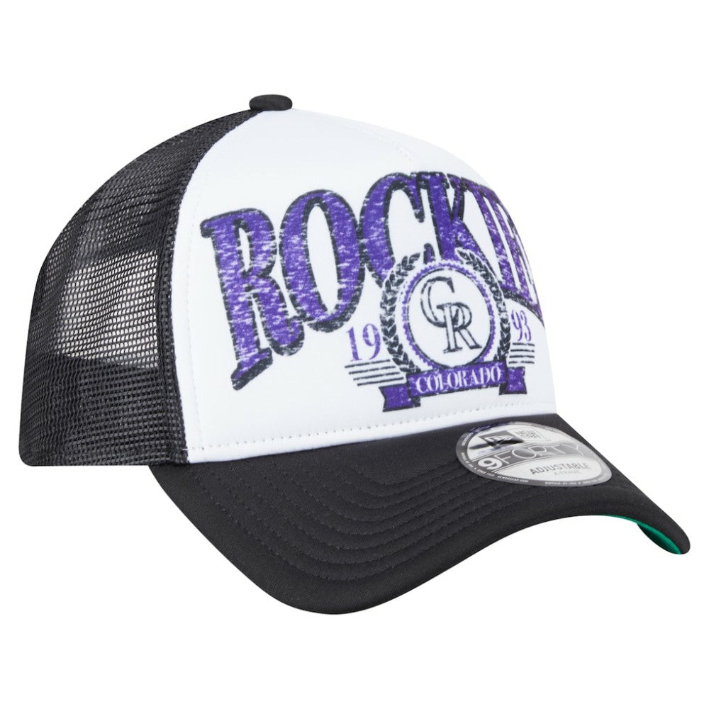 MLB Colorado Rockies New Era Distressed 9FORTY A-Frame Adjustable Trucker Hat