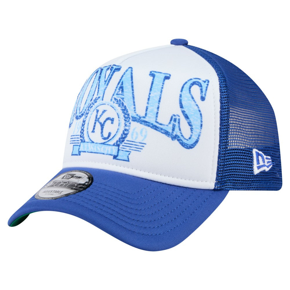 MLB Kansas City Royals New Era Distressed 9FORTY A-Frame Adjustable Trucker Hat