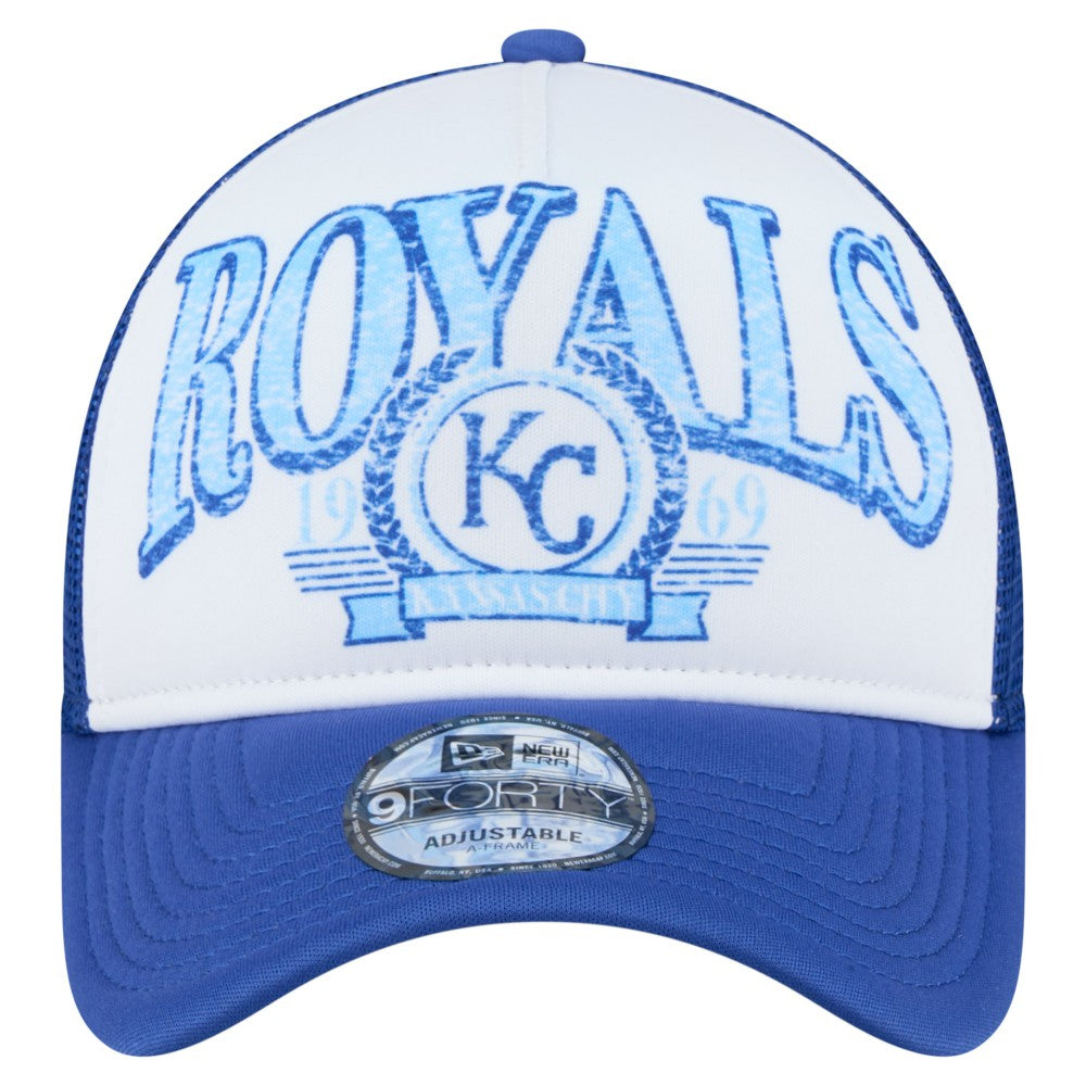 MLB Kansas City Royals New Era Distressed 9FORTY A-Frame Adjustable Trucker Hat