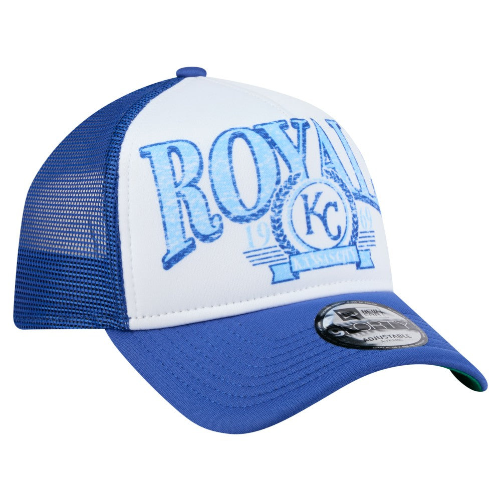 MLB Kansas City Royals New Era Distressed 9FORTY A-Frame Adjustable Trucker Hat