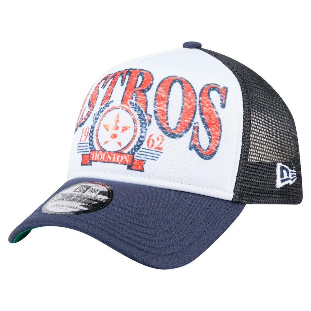 MLB Houston Astros New Era Distressed 9FORTY A-Frame Adjustable Trucker Hat
