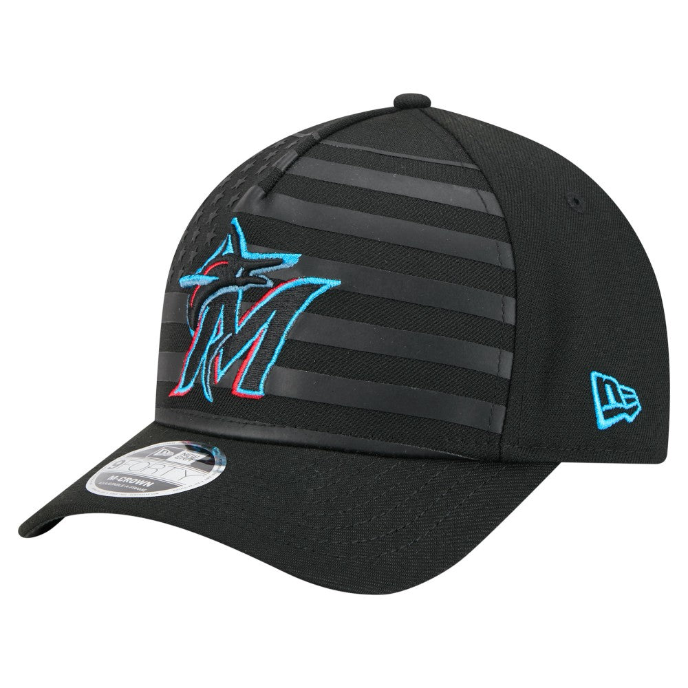 MLB Miami Marlins New Era American Flag 9FORTY M-Crown A-Frame Adjustable Hat