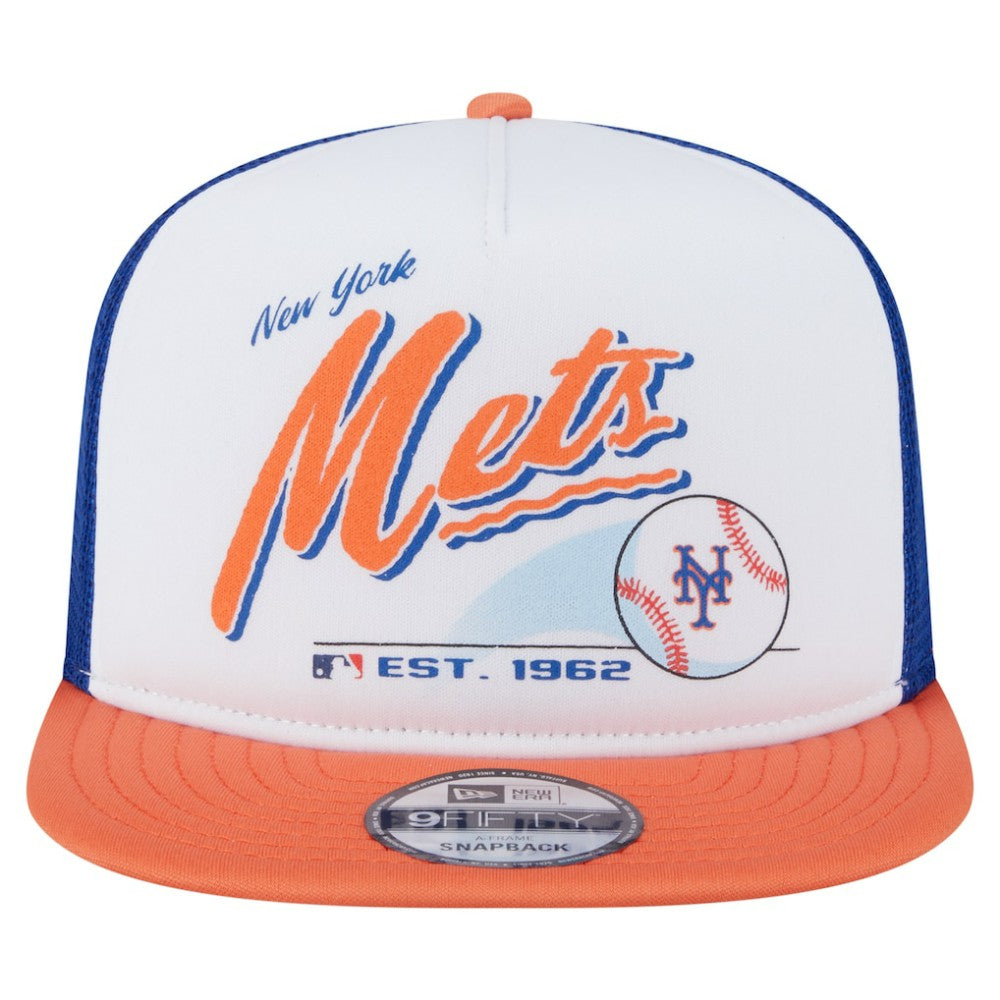 MLB New York Mets New Era Retro Script Trucker 9FIFTY Snapback Hat