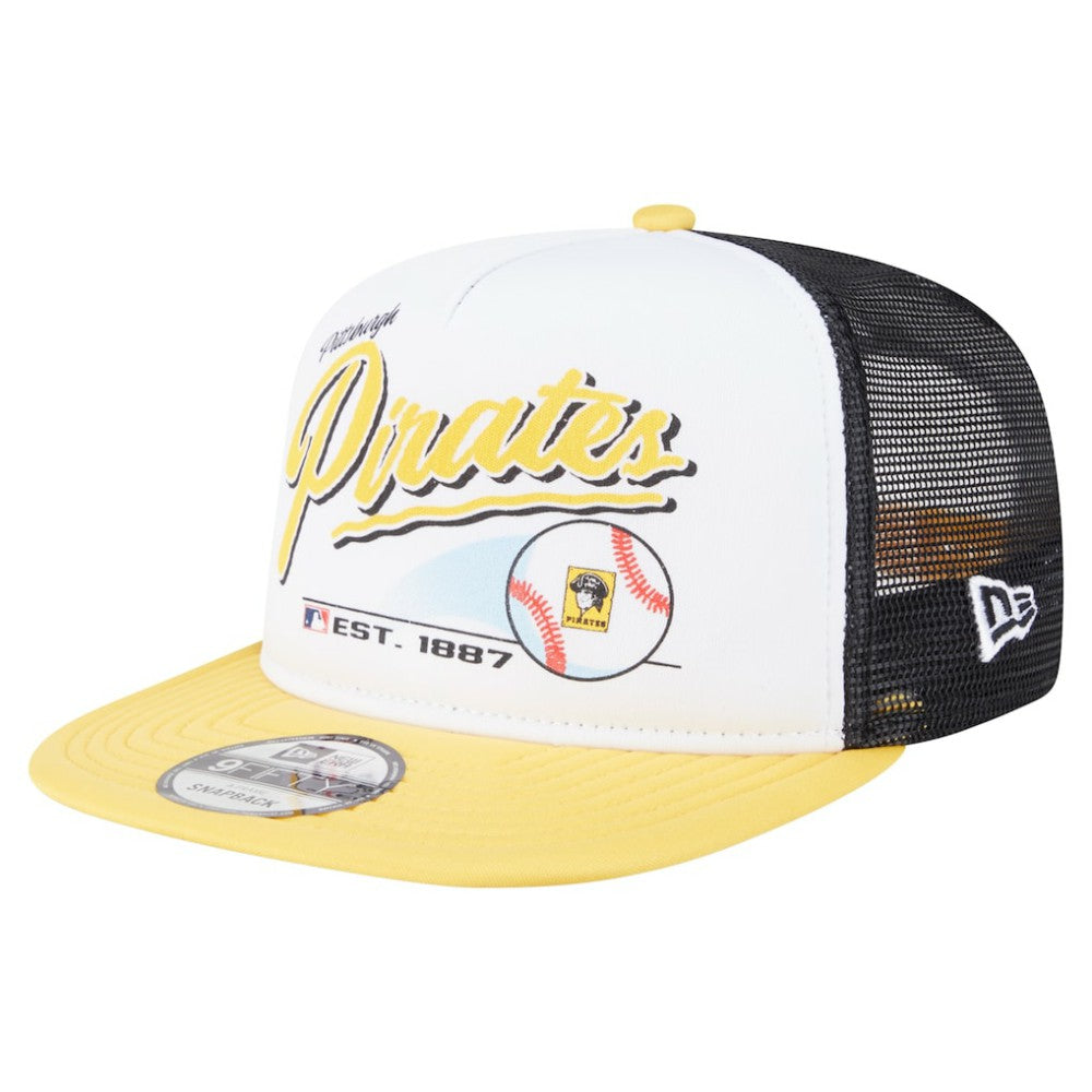 MLB Pittsburgh Pirates New Era Retro Script Trucker 9FIFTY Snapback Hat