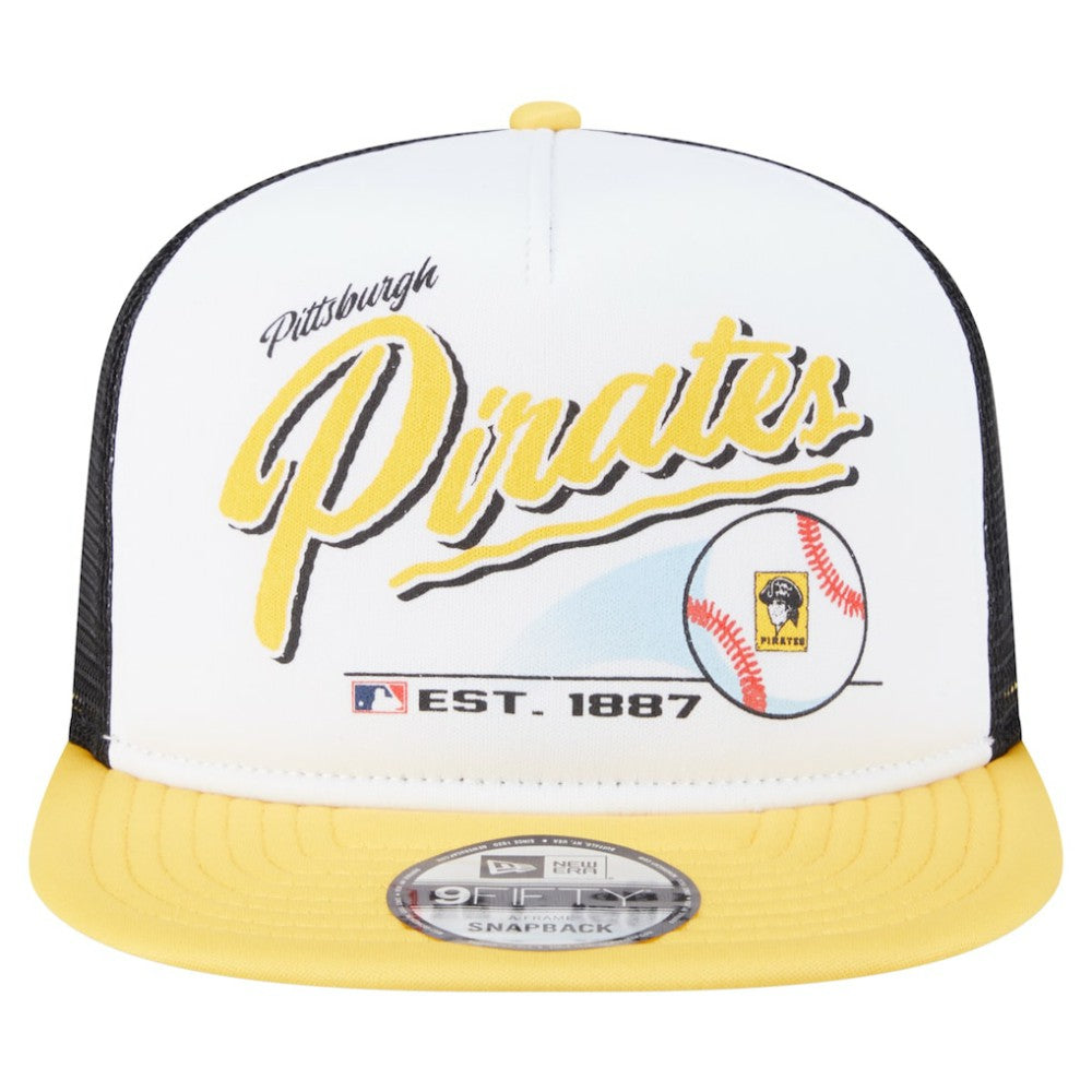 MLB Pittsburgh Pirates New Era Retro Script Trucker 9FIFTY Snapback Hat