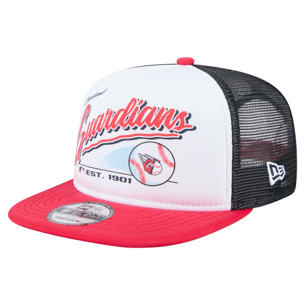 MLB Cleveland Guardians New Era Retro Script Trucker 9FIFTY Snapback Hat