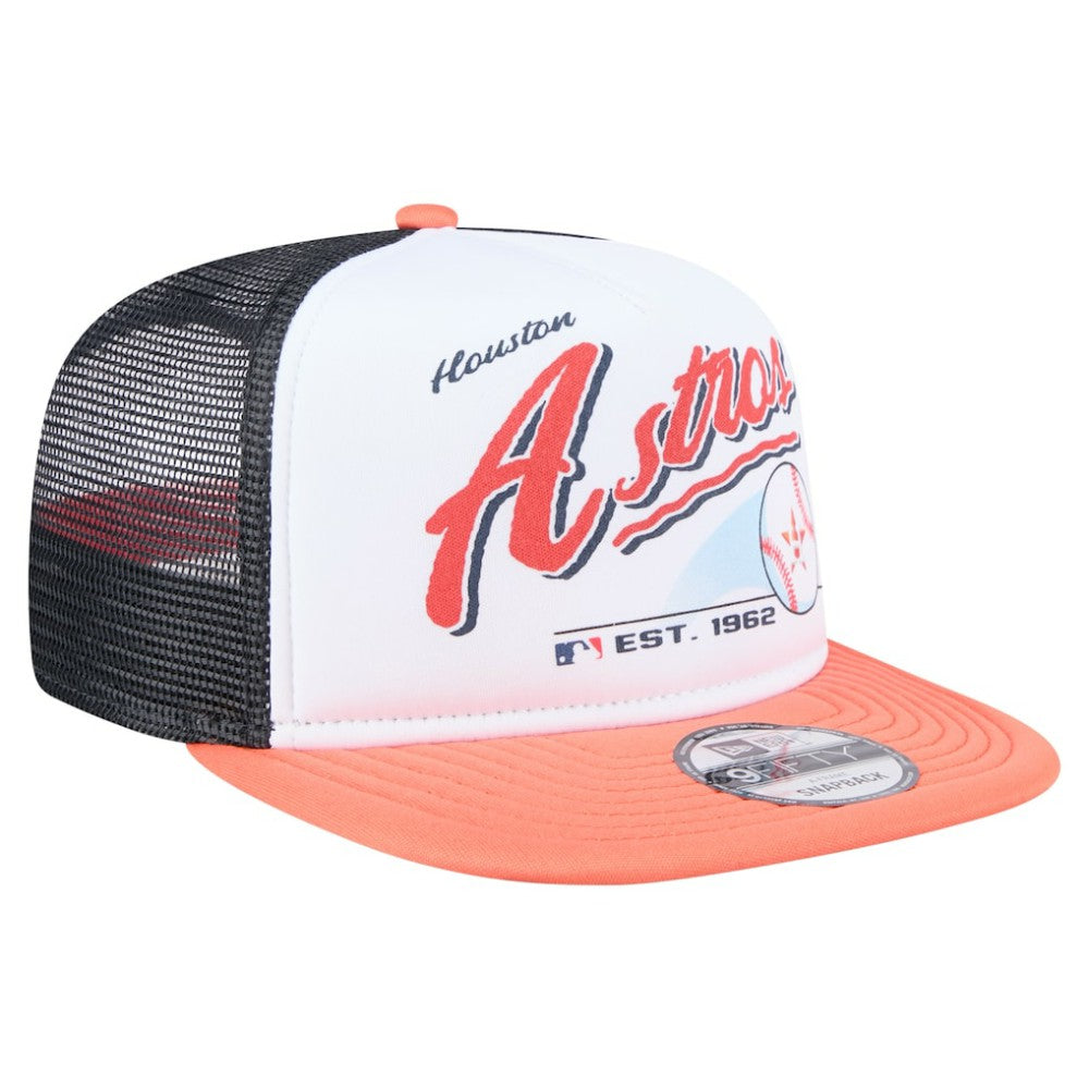MLB Houston Astros New Era Retro Script Trucker 9FIFTY Snapback Hat