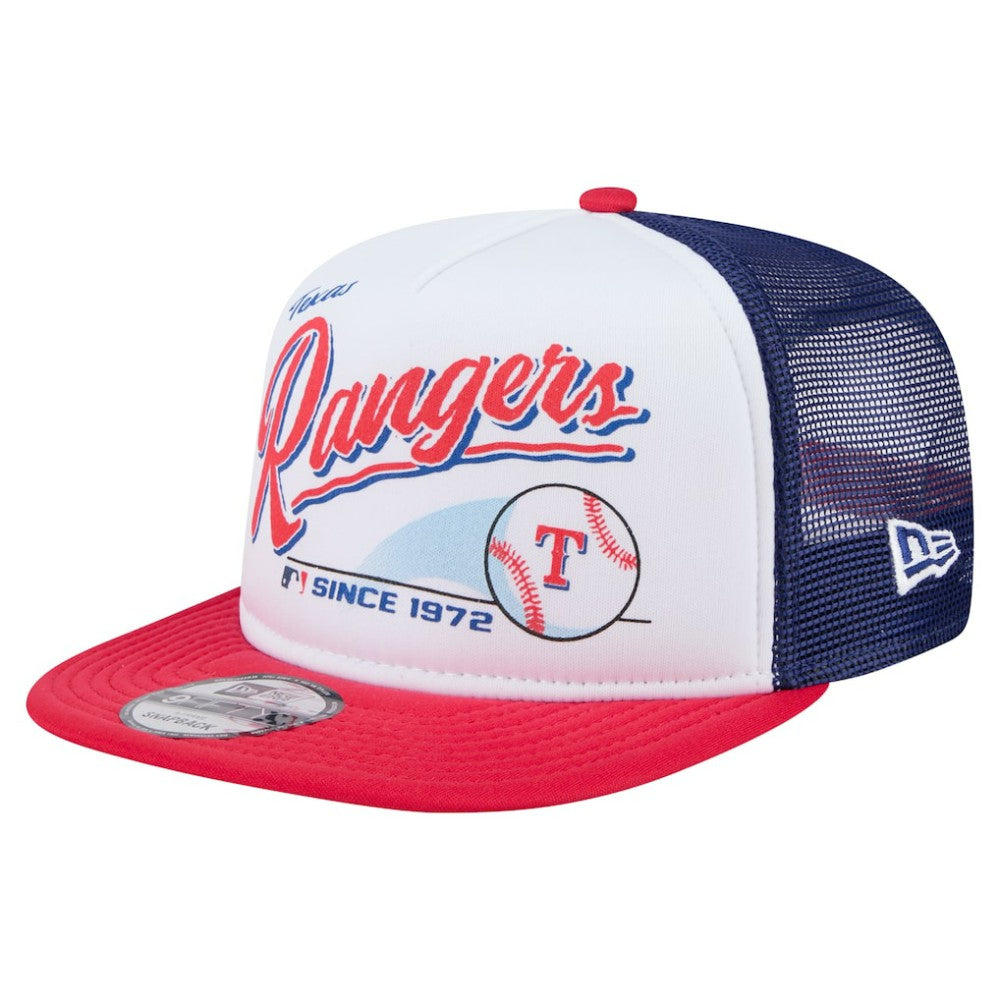 MLB Texas Rangers New Era Retro Script Trucker 9FIFTY Snapback Hat