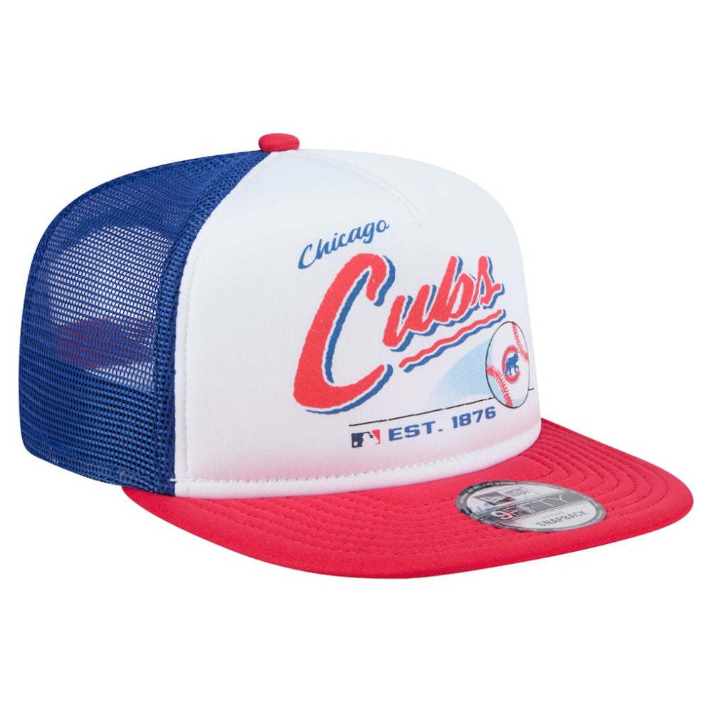 MLB Chicago Cubs New Era Retro Script Trucker 9FIFTY Snapback Hat