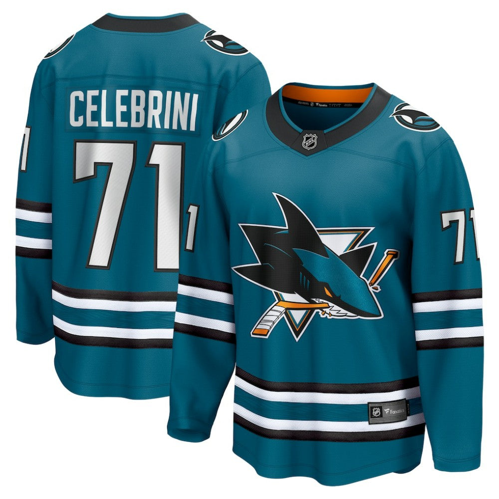NHL  Macklin Celebrini San Jose Sharks Fanatics Home Breakaway Jersey – Teal