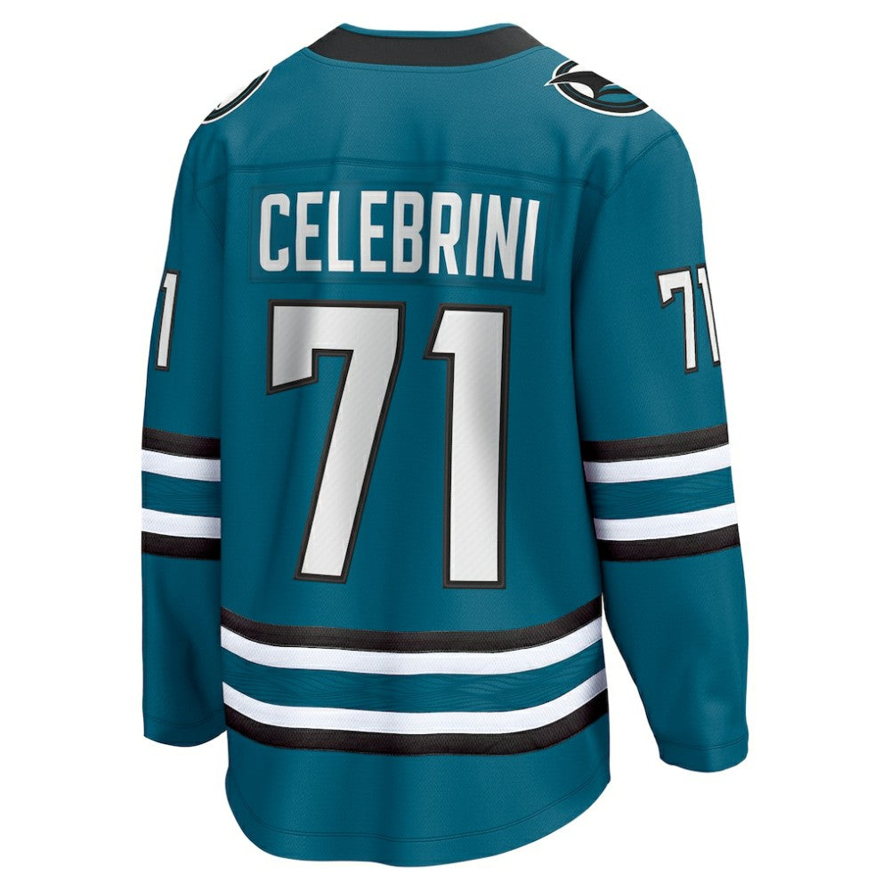 NHL  Macklin Celebrini San Jose Sharks Fanatics Home Breakaway Jersey – Teal