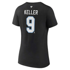 NHL Black Clayton Keller Utah Mammoth Fanatics Women's Authentic Stack Name & Number V-Neck T-Shirt