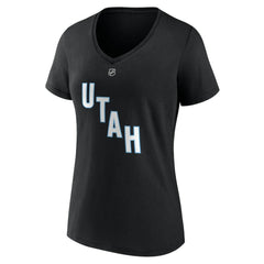 NHL Black Nick Schmaltz Utah Mammoth Fanatics Women's Authentic Stack Name & Number V-Neck T-Shirt