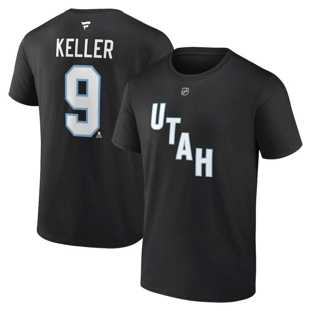 NHL Black Clayton Keller Utah Mammoth Fanatics Authentic Stack Name & Number T-Shirt