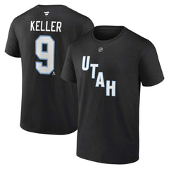 NHL Black Clayton Keller Utah Mammoth Fanatics Authentic Stack Name & Number T-Shirt