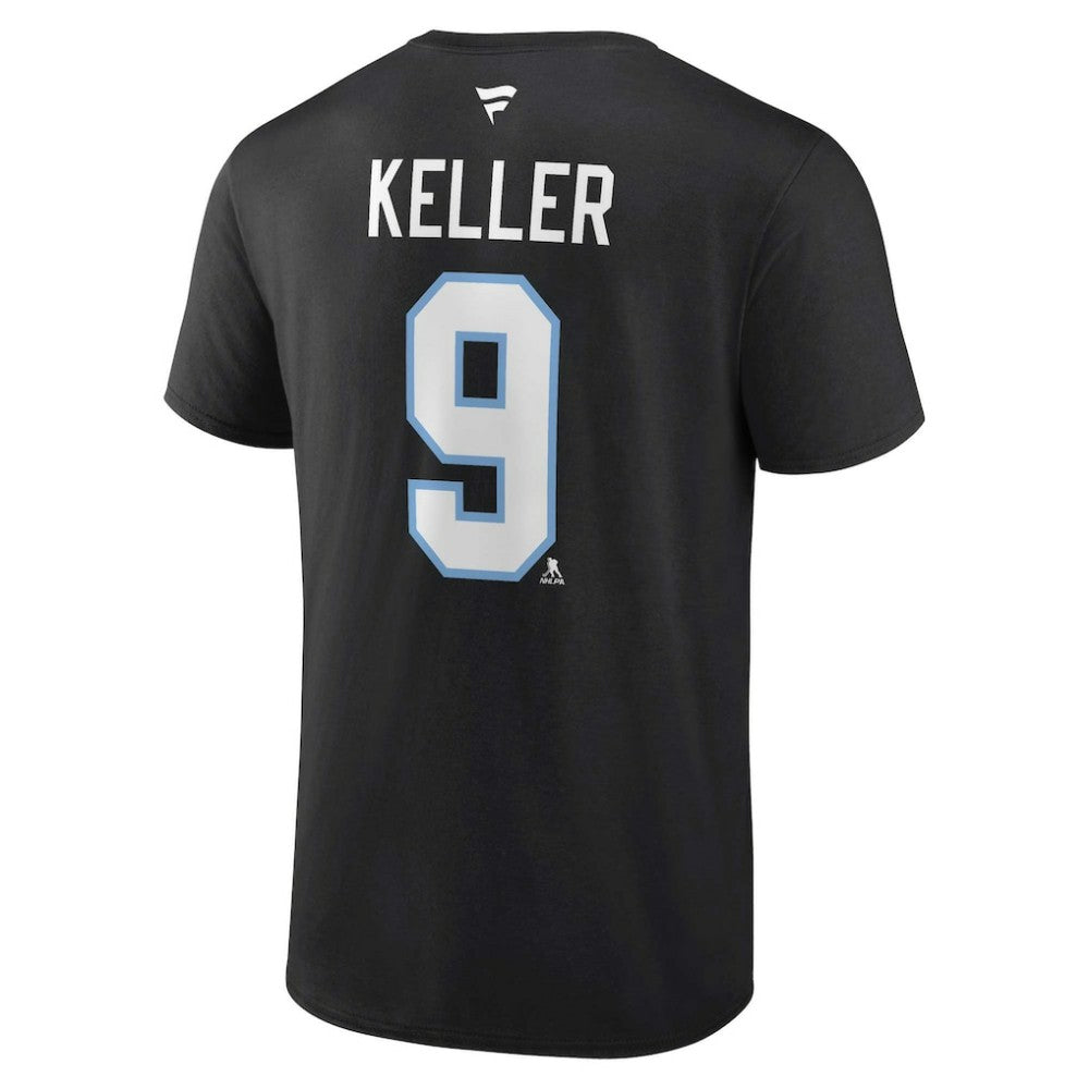 NHL Black Clayton Keller Utah Mammoth Fanatics Authentic Stack Name & Number T-Shirt