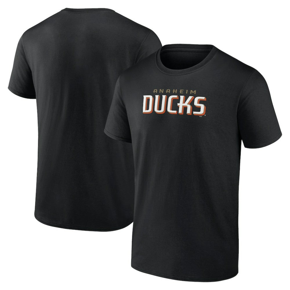 NHL Black Anaheim Ducks Wordmark Logo T-Shirt