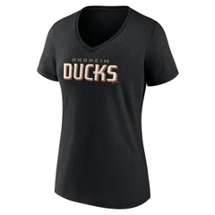 NHL This item will ship within 2 business days. Anaheim Ducks Women's Wordmark V-Neck T-Shirt – Black