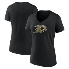 NHL This item will ship within 2 business days. Anaheim Ducks Women's Secondary Logo V-Neck T-Shirt – Black