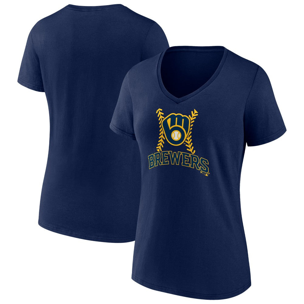 MLB Milwaukee Brewers Women's Fastball V-Neck T-Shirt