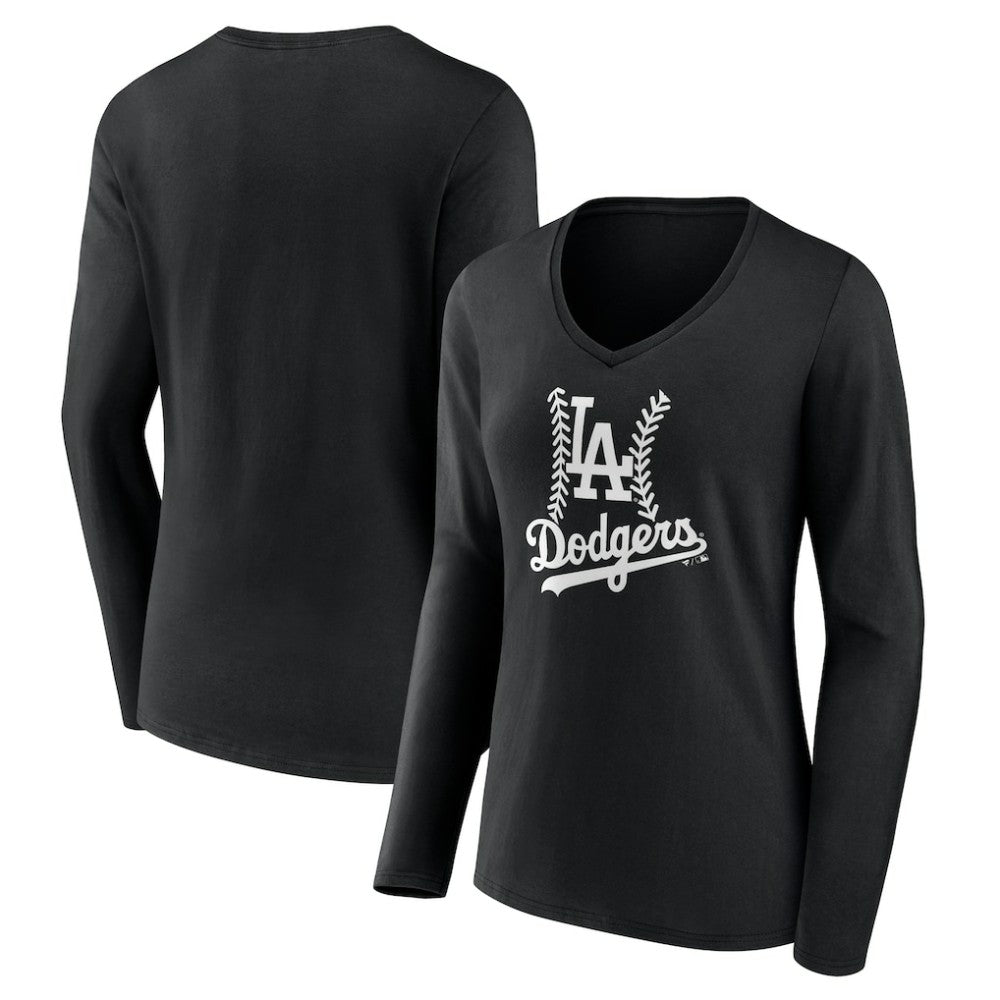 MLB Los Angeles Dodgers Women's Fastball Long Sleeve V-Neck T-Shirt