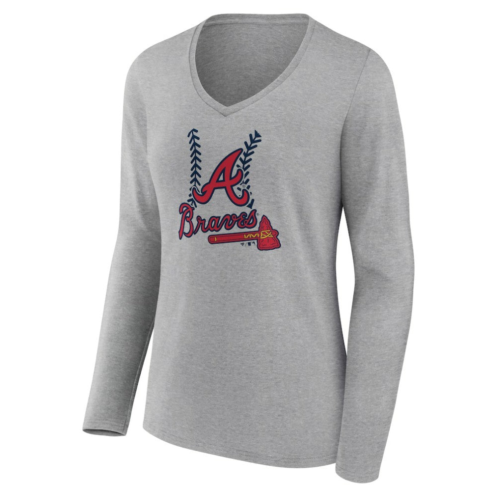 MLB Atlanta Braves Women's Fastball Long Sleeve V-Neck T-Shirt