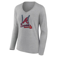 MLB Atlanta Braves Women's Fastball Long Sleeve V-Neck T-Shirt