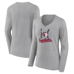 MLB Cleveland Guardians Women's Fastball Long Sleeve V-Neck T-Shirt