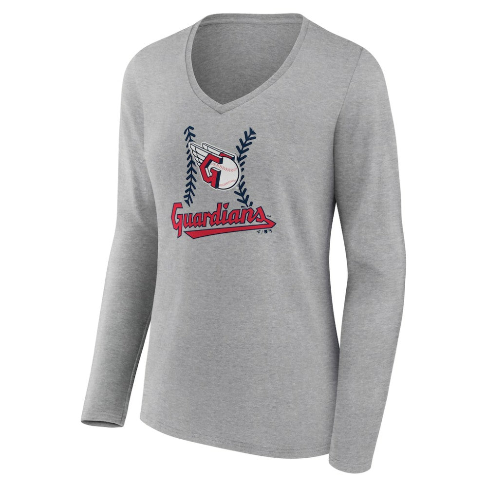 MLB Cleveland Guardians Women's Fastball Long Sleeve V-Neck T-Shirt