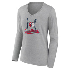 MLB Cleveland Guardians Women's Fastball Long Sleeve V-Neck T-Shirt