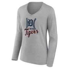 MLB Detroit Tigers Women's Fastball Long Sleeve V-Neck T-Shirt