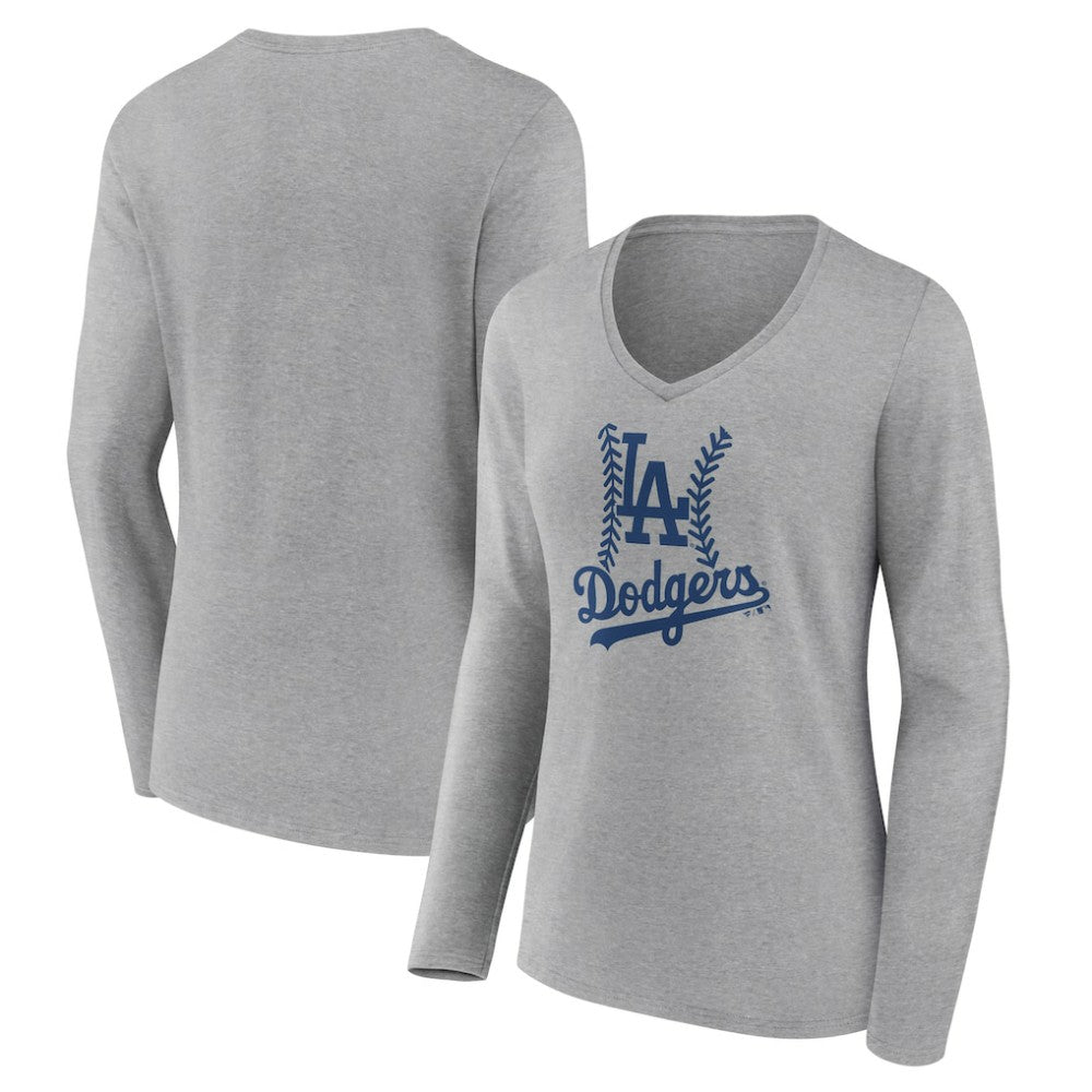 MLB Los Angeles Dodgers Women's Fastball Long Sleeve V-Neck T-Shirt