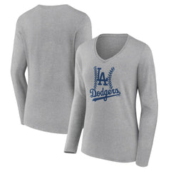MLB Los Angeles Dodgers Women's Fastball Long Sleeve V-Neck T-Shirt