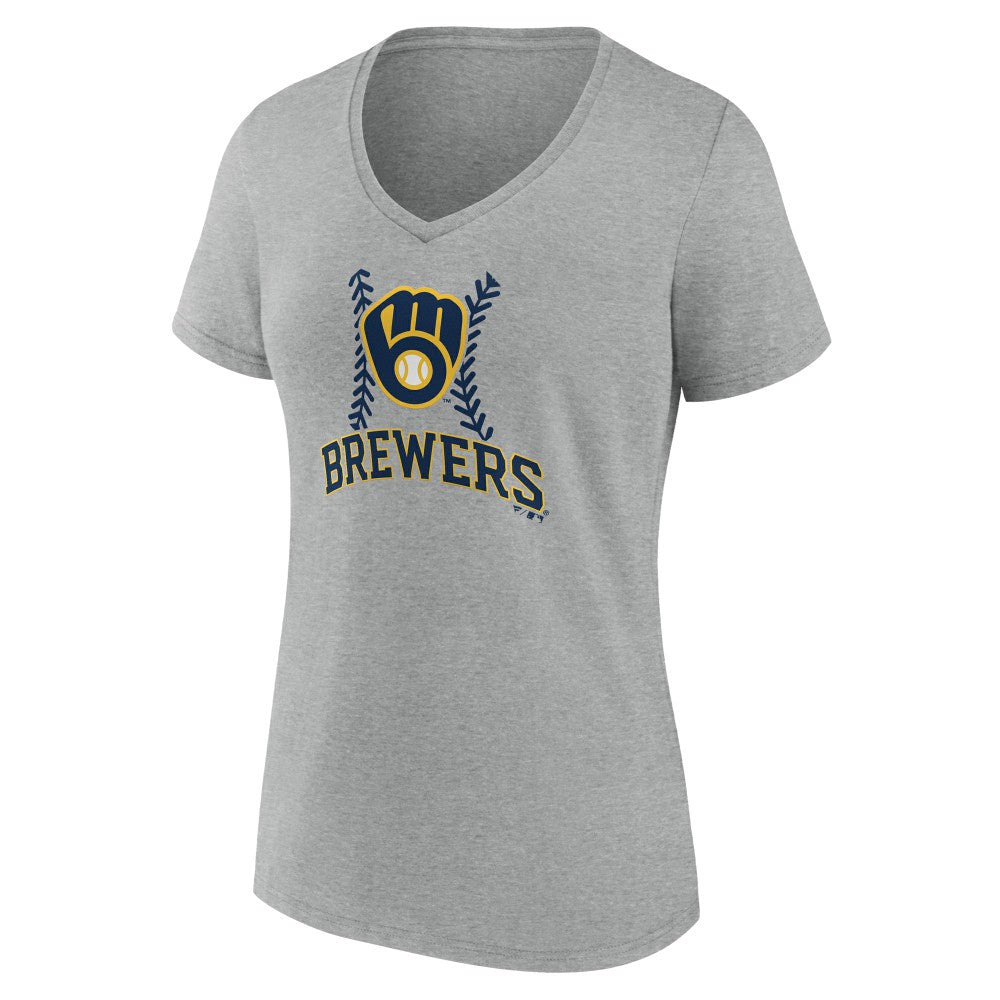 MLB Milwaukee Brewers Women's Fastball V-Neck T-Shirt