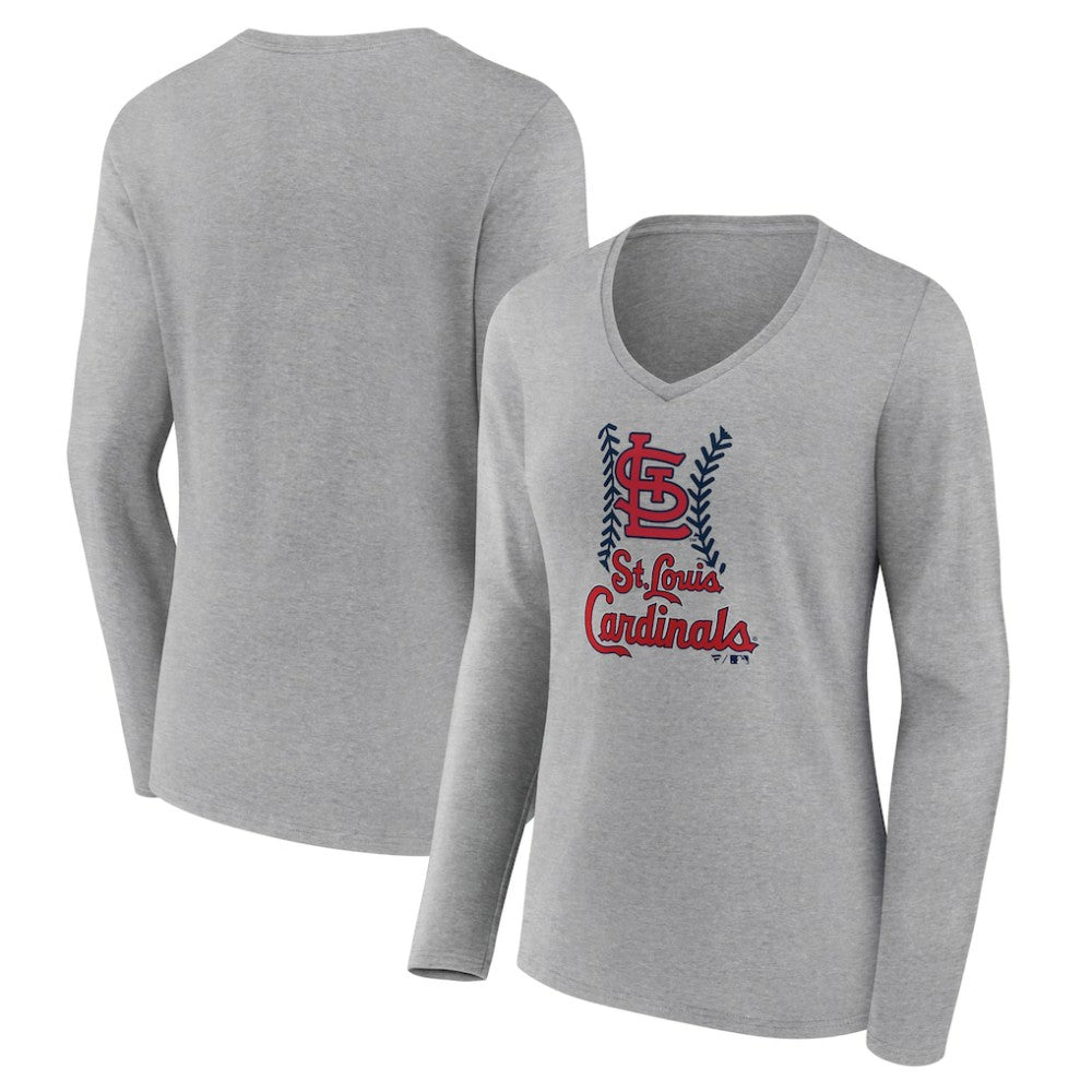 MLB St. Louis Cardinals Women's Fastball Long Sleeve V-Neck T-Shirt