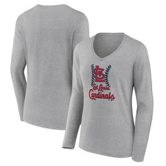 MLB St. Louis Cardinals Women's Fastball Long Sleeve V-Neck T-Shirt