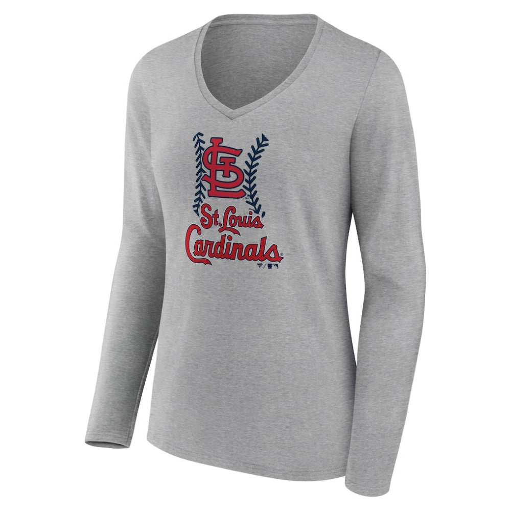 MLB St. Louis Cardinals Women's Fastball Long Sleeve V-Neck T-Shirt