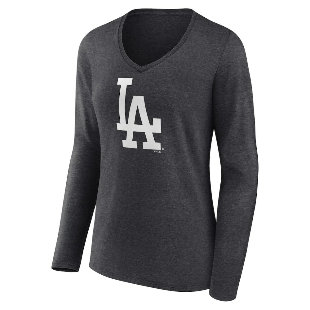 MLB Los Angeles Dodgers Women's Monochrome Long Sleeve V-Neck T-Shirt