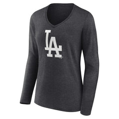 MLB Los Angeles Dodgers Women's Monochrome Long Sleeve V-Neck T-Shirt