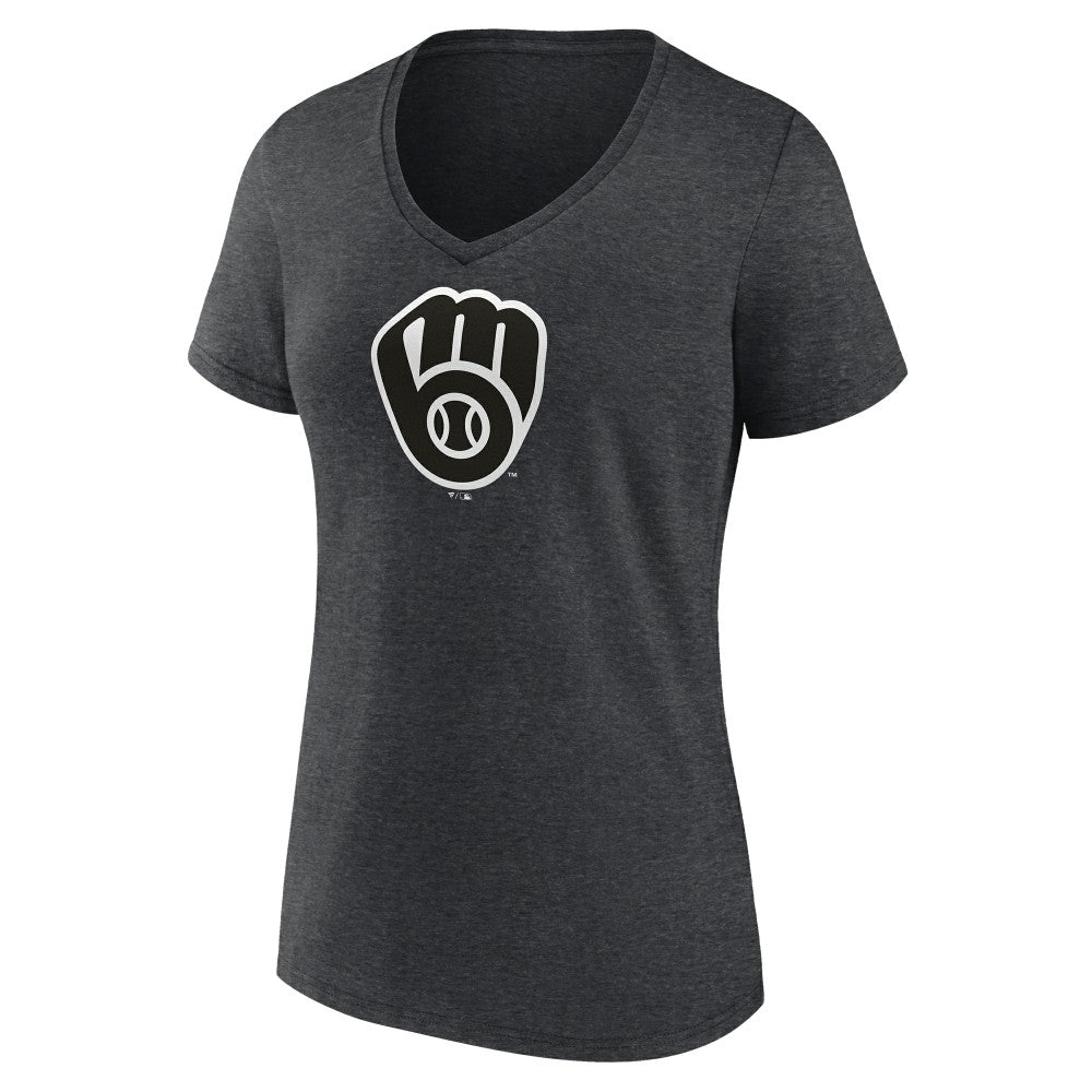 MLB Milwaukee Brewers Women's Monochrome V-Neck T-Shirt