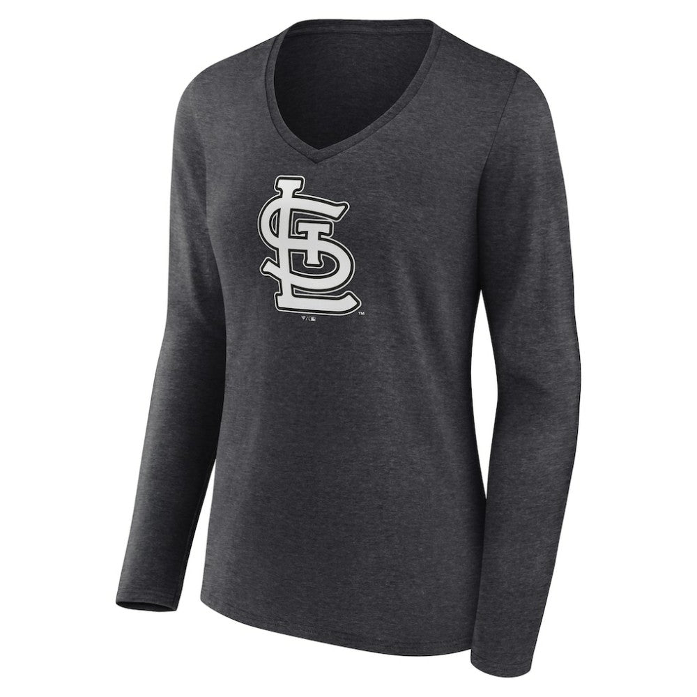MLB St. Louis Cardinals Women's Monochrome Long Sleeve V-Neck T-Shirt