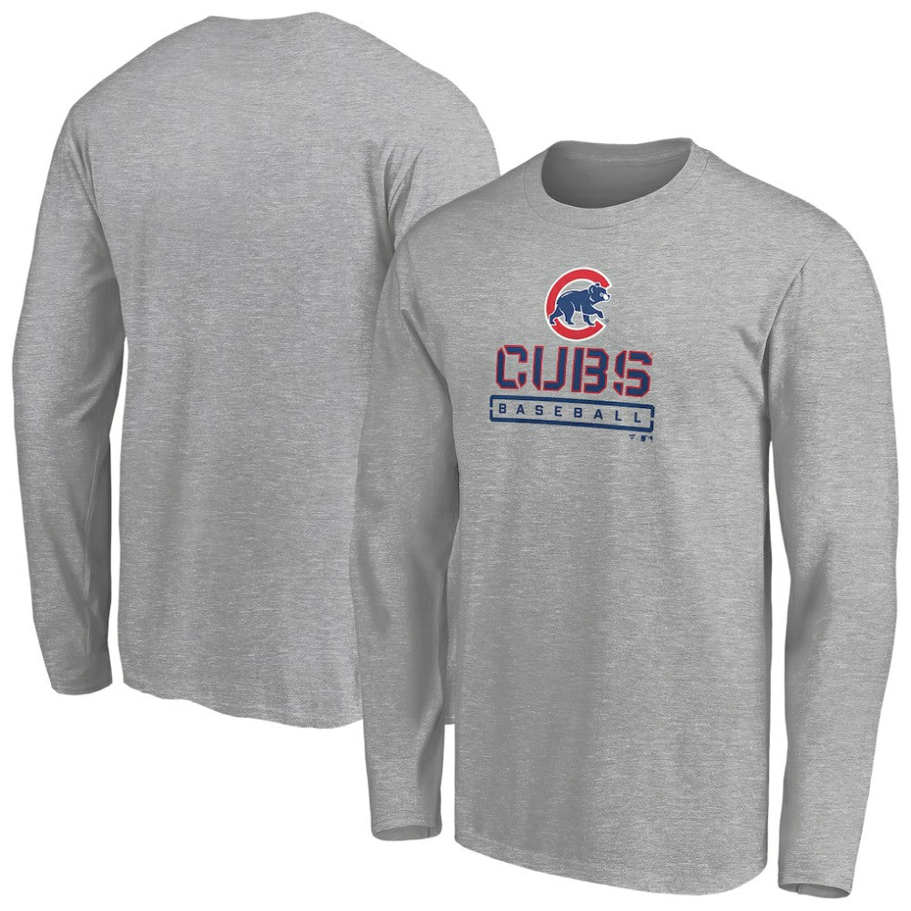 MLB Chicago Cubs Evanston Stencil Long Sleeve T-Shirt