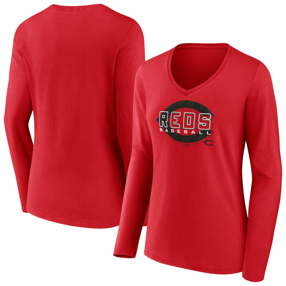 MLB Cincinnati Reds Women's Stellar Long Sleeve V-Neck T-Shirt