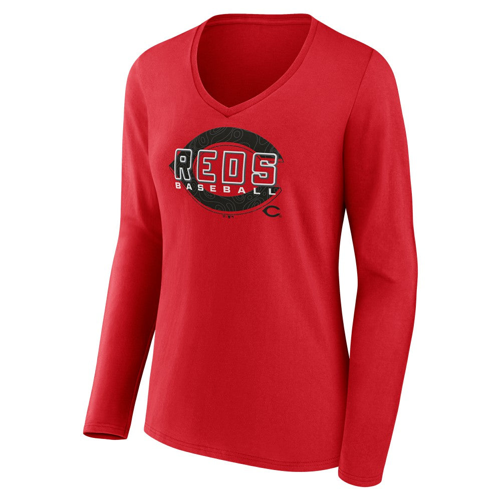 MLB Cincinnati Reds Women's Stellar Long Sleeve V-Neck T-Shirt