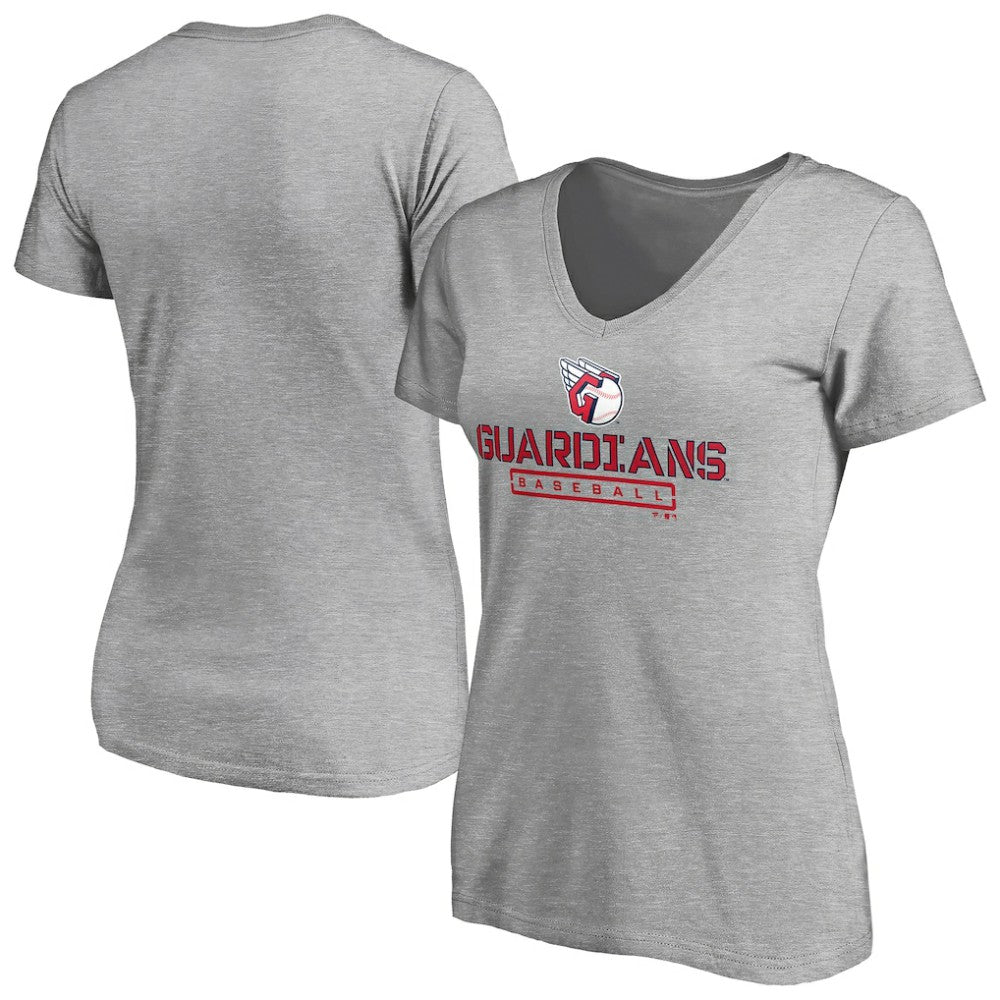 MLB Cleveland Guardians Women's Evanston Stencil V-Neck T-Shirt