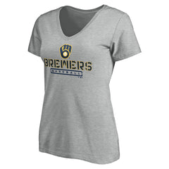 MLB Milwaukee Brewers Women's Evanston Stencil V-Neck T-Shirt